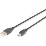 Digitus USB 2.0 Aansluitkabel [1x USB-A 2.0 stekker - 1x Mini-USB 2.0 B stekker] 3.00 m - Negro