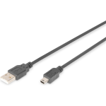 Digitus USB 2.0 Aansluitkabel [1x USB-A 2.0 stekker - 1x Mini-USB 2.0 B stekker] 3.00 m - Zwart