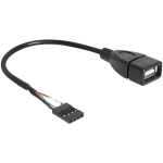 DeLOCK USB 2.0 Aansluitkabel [1x USB 2.0 bus intern 4-polig - 1x USB 2.0 bus A] 20.00 cm UL gecertificeerd - Zwart