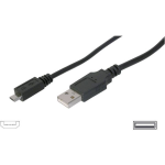 Digitus USB 2.0 Aansluitkabel [1x USB-A 2.0 stekker - 1x Micro-USB 2.0 B stekker] 3.00 m - Negro