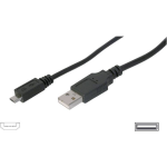 Digitus USB 2.0 Aansluitkabel [1x USB-A 2.0 stekker - 1x Micro-USB 2.0 B stekker] 3.00 m - Zwart