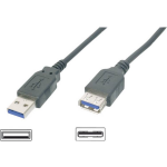 Digitus USB 3.0 Verlengkabel [1x USB 3.0 stekker A - 1x USB 3.0 bus A] 1.80 m - Zwart