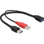 DeLOCK USB 3.0 Y-kabel [1x USB 3.0 stekker A - 1x USB 3.0 bus A] 30.00 cm Vergulde steekcontacten, UL gecertificeerd - Zwart