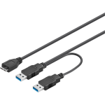 goobay® USB 3.0 Aansluitkabel [2x USB 3.0 stekker A - 1x Micro-USB 3.0 B stekker] 30.00 cm - Negro