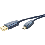 Clicktronic USB 2.0 Aansluitkabel [1x USB-A 2.0 stekker - 1x Mini-USB 2.0 B stekker] 3.00 m Vergulde steekcontacten - Blauw
