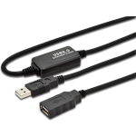 Digitus USB Verlengkabel [1x USB-A 2.0 stekker - 1x USB 2.0 bus A] 10.00 m - Zwart