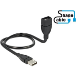 DeLOCK USB 2.0 Aansluitkabel [1x USB-A 2.0 stekker - 1x USB 2.0 bus A] 0.50 m Flexibele zwanenhalskabel - Zwart