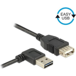 DeLOCK USB 2.0 Verlengkabel Plat haaks [1x USB-A 2.0 stekker - 1x USB 2.0 bus A] 2.00 m Stekker past op beide manieren, Vergulde steekcontacten, UL - Zwart