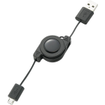renkforce USB 2.0 Aansluitkabel [1x USB-A 2.0 stekker - 1x Micro-USB 2.0 B stekker] 0.80 m Incl. oproller - Zwart