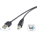 renkforce USB 2.0 Aansluitkabel [1x USB-A 2.0 stekker - 1x USB-B 2.0 stekker] 1.80 m Stekker past op beide manieren, Vergulde steekcontacten, UL - Zwart