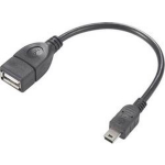 renkforce USB 2.0 Aansluitkabel [1x Mini-USB 2.0 B stekker - 1x USB 2.0 bus A] 10.00 cm Met OTG-functie, Vergulde steekcontacten, UL gecertificeerd - Zwart