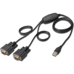 Digitus USB 1.1, Serieel Aansluitkabel [1x USB-A 2.0 stekker - 2x D-sub stekker 9-polig] 1.20 m - Zwart