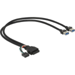 DeLOCK USB 2.0/3.0 Aansluitkabel [1x USB 2.0 bus intern 10-polig, USB 3.0 bus intern 19-polig - 2x USB 3.0 bus A] 45.00 cm - Zwart