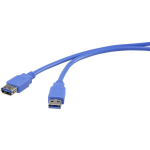 renkforce USB 3.0 Verlengkabel [1x USB 3.0 stekker A - 1x USB 3.0 bus A] 1.00 m Vergulde steekcontacten - Blauw