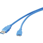 renkforce USB 3.0 Aansluitkabel [1x USB 3.0 stekker A - 1x Micro-USB 3.0 B stekker] 1.00 m Vergulde steekcontacten - Blauw