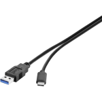 renkforce USB 3.1 (gen. 2) Aansluitkabel [1x USB 3.1 stekker Aâ - 1x USB-C stekker] 0.50 m UL gecertificeerd, Vergulde steekcontacten - Zwart