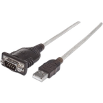 Manhattan USB 1.1 Adapter [1x USB 1.1 stekker A - 1x D-sub stekker 9-polig] 1.80 m Vergulde steekcontacten - Grijs