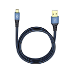 Oehlbach USB Plus Micro USB 2.0 Aansluitkabel [1x USB-A 2.0 stekker - 1x Micro-USB 2.0 B stekker] 3.00 m Vergulde steekcontacten - Blauw