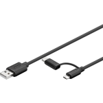 goobay® USBAansluitkabel[1x USB-A 2.0 stekker - 1x Micro-USB 2.0 B stekker, USB-C stekker]1.00 m - Zwart