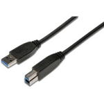 Digitus USB 3.0 Aansluitkabel [1x USB 3.0 stekker A - 1x USB 3.0 stekker B] 1.80 m Rond, Afgeschermd (drievoudig) - Zwart