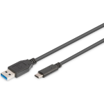 Digitus USB 3.0 Aansluitkabel [1x USB 3.0 stekker A - 1x USB 3.0 stekker C] 1.00 m Rond, Stekker past op beide manieren, Afgeschermd (dubbel) - Zwart