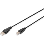 Digitus USB 2.0 Aansluitkabel [1x USB-A 2.0 stekker - 1x USB-B 2.0 stekker] 1.80 m Rond, Afgeschermd (dubbel) - Zwart