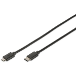 Digitus USB 3.0 Aansluitkabel [1x USB-C stekker - 1x Micro-USB 3.0 B stekker] 1.80 m Rond, Stekker past op beide manieren, Afgeschermd (dubbel) - Negro
