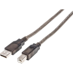 Manhattan USB 2.0 Aansluitkabel [1x USB-A 2.0 stekker - 1x USB-B 2.0 stekker] 15.00 m Rond, Met LED - Zwart