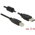 DeLOCK USB 2.0 Aansluitkabel [1x USB-A 2.0 stekker - 1x USB-B 2.0 stekker] 2.00 m Met Ferrietkern - Zwart