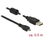 DeLOCK USB 2.0 Aansluitkabel [1x USB-A 2.0 stekker - 1x Micro-USB 2.0 B stekker] 0.50 m Met Ferrietkern - Zwart