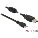 DeLOCK USB 2.0 Aansluitkabel [1x USB-A 2.0 stekker - 1x Micro-USB 2.0 B stekker] 1.50 m Met Ferrietkern - Zwart