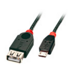 Lindy USB 2.0 Aansluitkabel [1x Micro-USB 2.0 B stekker - 1x USB 2.0 bus A] 0.50 m Met OTG-functie - Zwart