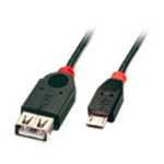 Lindy USB 2.0 Aansluitkabel [1x Micro-USB 2.0 B stekker - 1x USB 2.0 bus A] 1.00 m Met OTG-functie - Negro