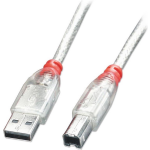 Lindy USB 2.0 Aansluitkabel [1x USB-A 2.0 stekker - 1x USB-B 2.0 stekker] 3.00 m Transparant