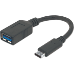 Manhattan USB 3.1 (gen. 1) Aansluitkabel [1x USB 3.0 stekker C - 1x USB 3.0 bus A] 8.50 cm Stekker past op beide manieren - Zwart