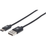 Manhattan USB 2.0 Aansluitkabel [1x USB-A 2.0 stekker - 1x USB-C 2.0 stekker] 0.50 m - Zwart