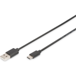 Digitus USB 2.0 Aansluitkabel [1x USB-A 2.0 stekker - 1x USB-C stekker] 1.00 m Flexibel, Folie afscherming, Afscherming gevlochten, Afgeschermd, - Zwart
