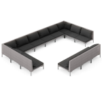 Vidaxl 13-delige Loungeset Met Kussens Poly Rattan Donker - Grijs