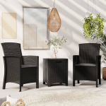 Vidaxl 3-delige Loungeset Met Kussens Pp-rattan Grafietkleurig - Zwart