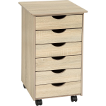 Tectake - Ladekast / Ladeblok Met Wieltjes - Eiken - Beige