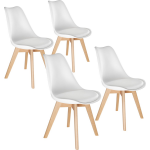 Tectake - 4 Eetkamerstoelen Friederike - Wit - 403813