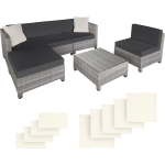 Tectake - Loungeset Met Aluminium Frame-wicker Tuinset- Incl. 2 Overtreksets - Licht - 403742 - Grijs