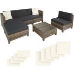 Tectake - Loungeset Met Aluminium Frame-wicker Tuinset- Incl. 2 Overtreksets -Natuur -403743 - Bruin