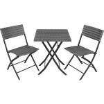 Tectake - Tuinset Balkonset - Wicker Set Trevi - 2 Stoelen En Een Tafel 403197 - Grijs