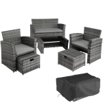 Tectake -Zitgroep Modena- Wicker- - 403279 - Incl. Beschermhoes - Grijs