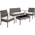 Tectake -Zitgroep Bank, Stoelen En Tafel-wicker Tuinset - 403398 - Grijs