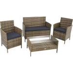 Tectake - Madeira - Wicker Tuinset - 2 Stoelen 1 Zitbank - Natuur - 403693 - Zwart