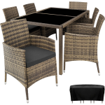 Tectake - Luxe Wicker Zitgroep Porto 6 + 1 - Natuur - 404322 - Bruin