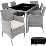 Tectake - Luxe Wicker Zitgroep Porto 6 + 1 - Licht - 404323 - Grijs