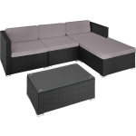 Tectake - Wicker Tuinset Loungeset- Florenz/grijs - 404325 - Zwart